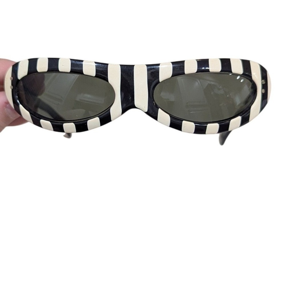 Vintage American Optical Torrid Sunglasses Black White Stripe 1960s Mod Rare USA